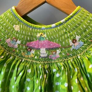 Green Polka Dot Smocked Dress